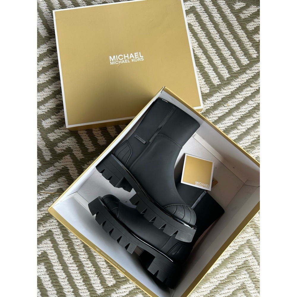 New! MICHAEL KORS Size 6.5 SYDRA RAIN SNOW BOOTIE RUBBER 40F5SYFE5L